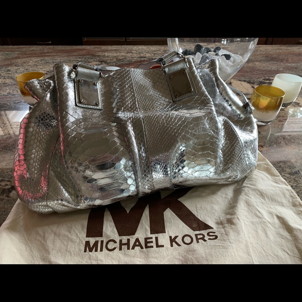 Limited Edition and Rare Michael Kors handbag silver python